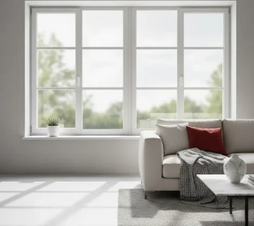 قاب روشن پنجره کنار دیوار روشن